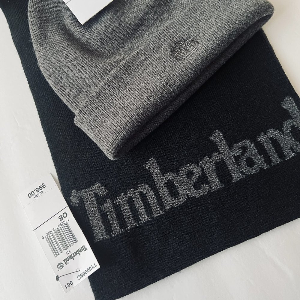 TIMBERLAND Men's Hat & Scarf Set NWT - Picture 2 of 7